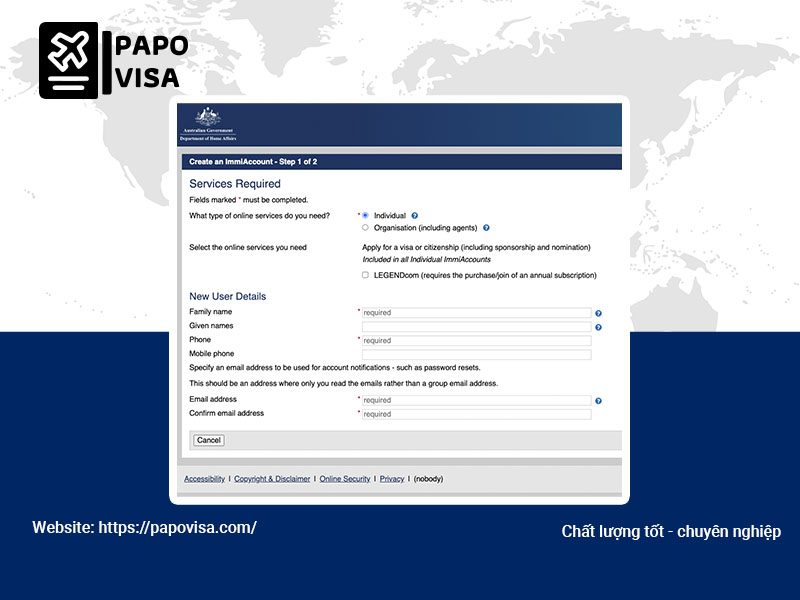 Địa chỉ trang web nộp đơn xin Visa Úc Online